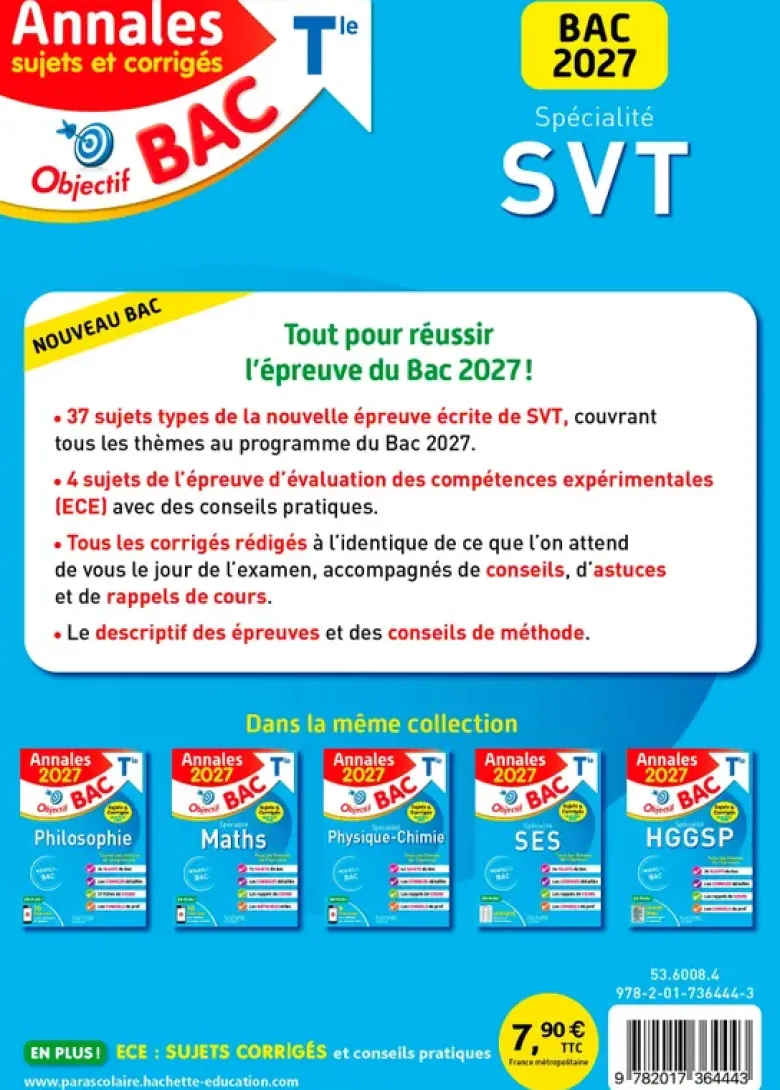 Annales Objectif BAC 2027 - Spécialité SVT Tle - sujets et corrigés