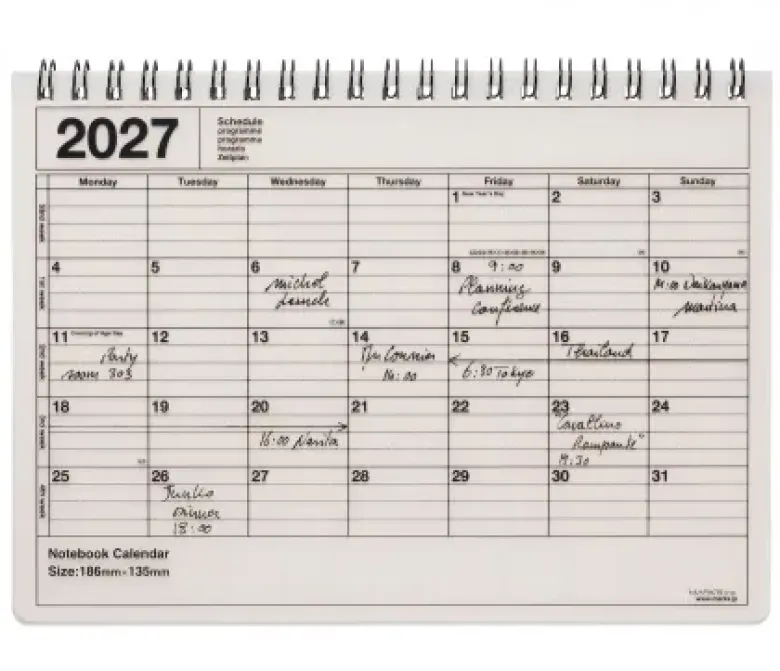 Calendrier 2027 - S
