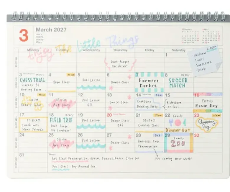 Calendrier 2027 - S