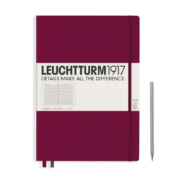Carnet Master Slim (A4+) couverture rigide, 121 pages numérotées, ligné, port red
