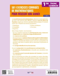 501 exercices corrigés de Mathématiques - 1re Tronc commun