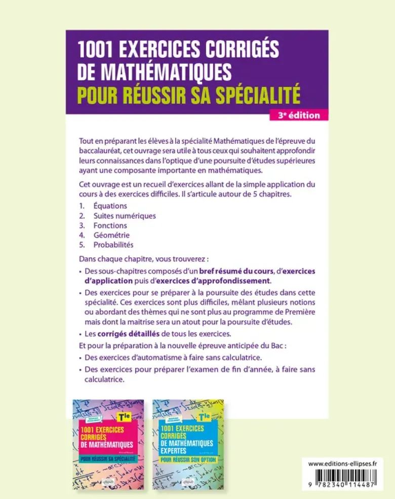 1001 exercices corrigés de Mathématiques - 1re
