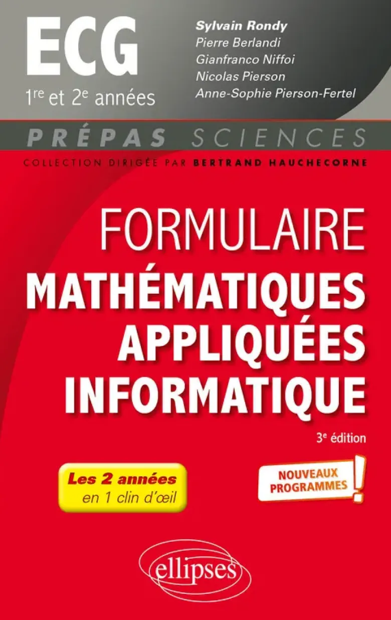 Formulaire Mathématiques appliquées - Informatique - ECG 1re et 2e années - Programme 2022