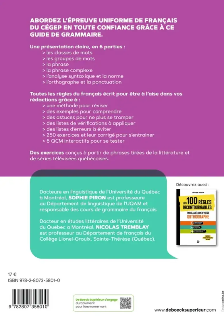 Guide de grammaire simple et progressif