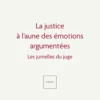La justice à l'aune des émotions argumentées. 1ère éd. - Les jumelles du juge