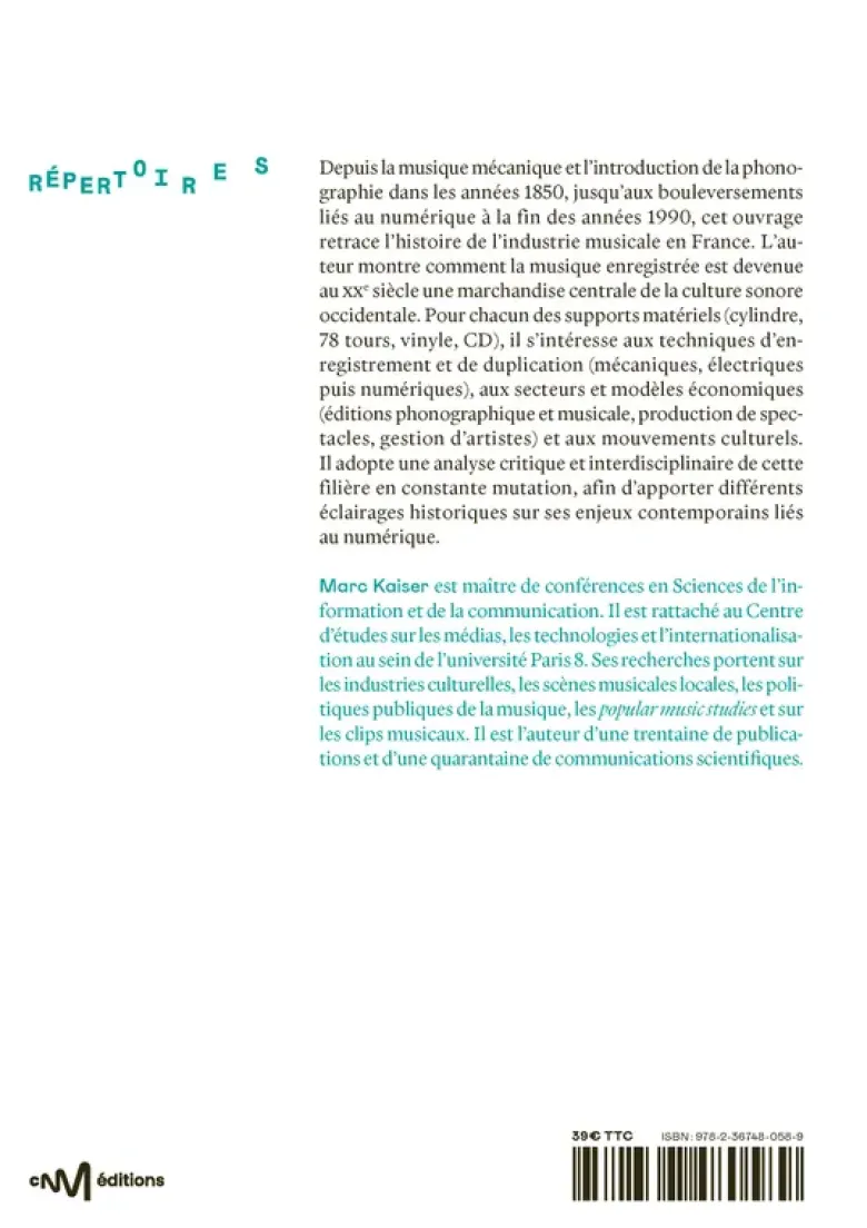 L’industrie musicale en France (1850-2000)