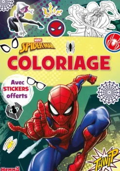 Marvel Spider-Man - Coloriage avec stickers offerts (Spider-Man fond vert)