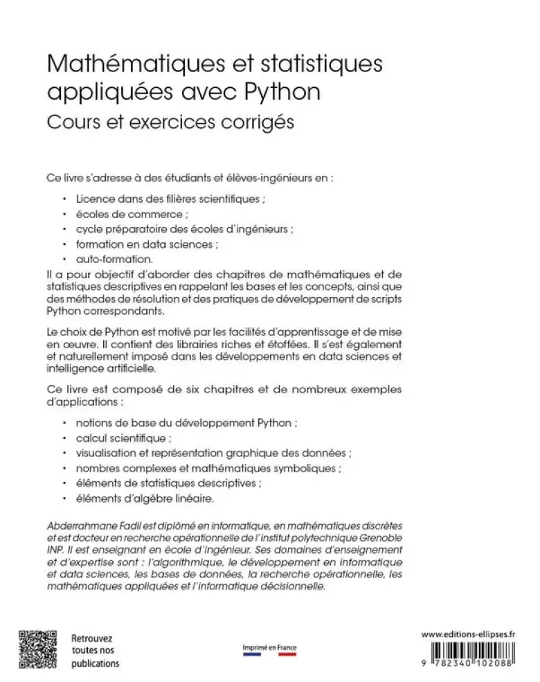 Mathématiques et statistiques appliquées avec Python