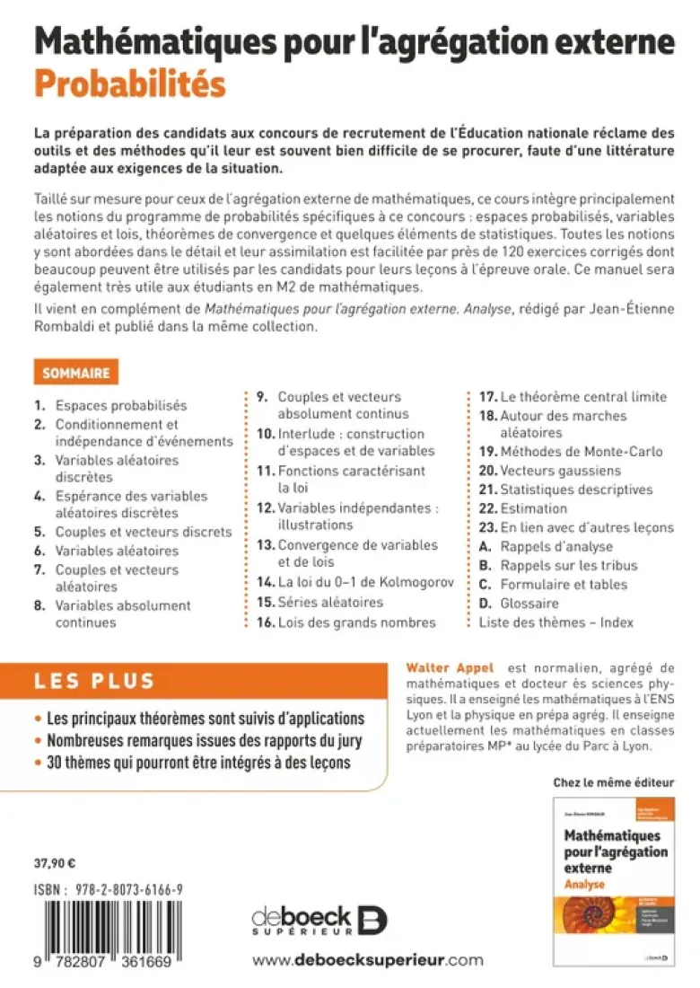 Mathématiques pour l’agrégation externe. Probabilités