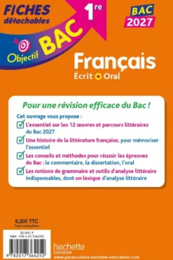 Objectif BAC 2027 Fiches détachables Français 1re générale