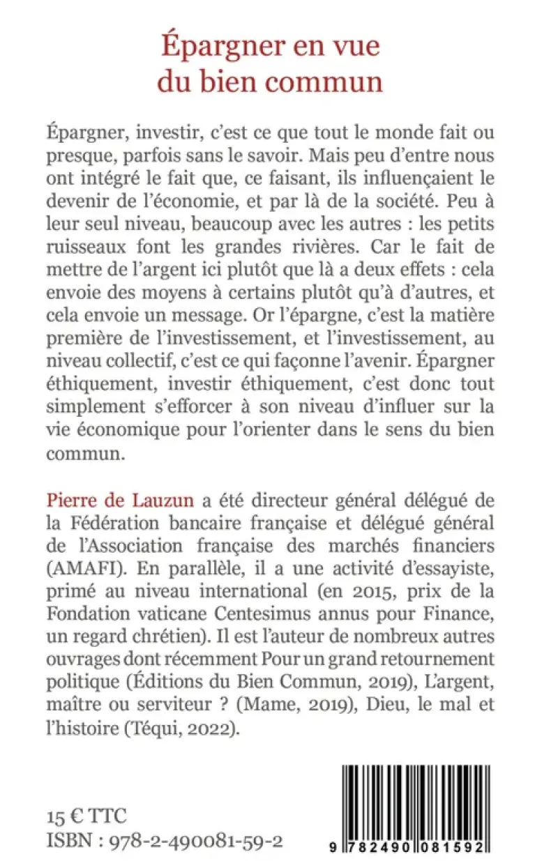 Épargner en vue du bien commun
