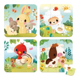 Puzzle Evolutif 6-9-12-16 pcs - Animaux de la Ferme
