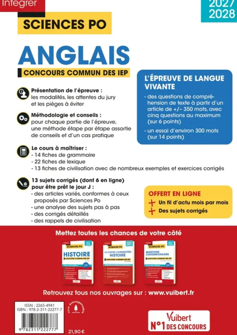 Sciences Po - Anglais - Concours commun des IEP 2027-2028