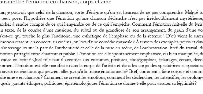 Transmettre l’émotion en chanson, corps et âme