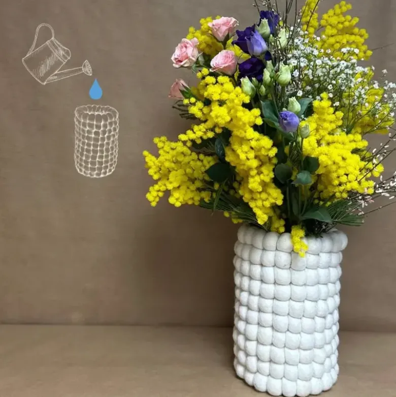 Vase Double Usage en Feutrine Blanc